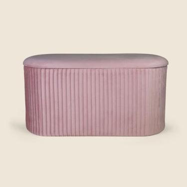 Imagem de Puff Baú Veludo Rosa 80X40cm - ACASA - ACASA