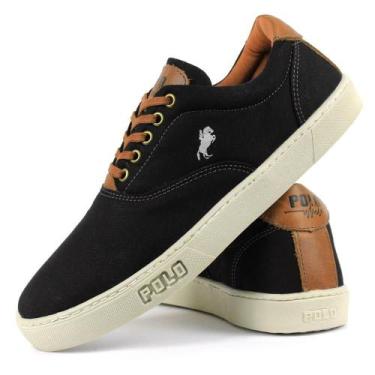 Imagem de Tênis Masculino Polo White Casual Em Lona Preto - Calçados Web Brasil,