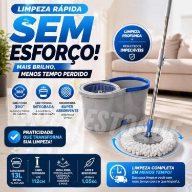 Imagem de Mop Giratório 360 Balde 13L com Centrífuga e Refil Microfibra Limpeza 