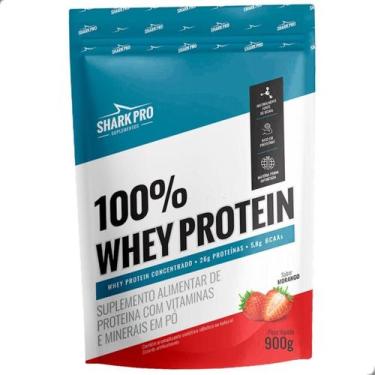Imagem de 100% Whey Protein Concentrado Refil 900g Shark Pro, Morango