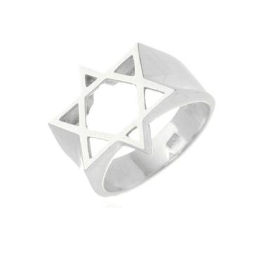 Imagem de Anel Estrela De Davi Vazado Prata 925 Kl, 17