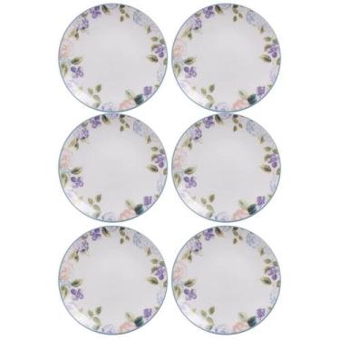 Imagem de Conjunto 6 Pratos Sobremesa Tramontina Aura Porcelana Decorada 19cm Co