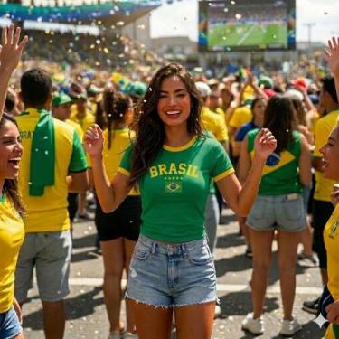 Imagem de Blusa T-shirt Baby Look Feminina Brasil Copa - Seleção Brasileira - C.