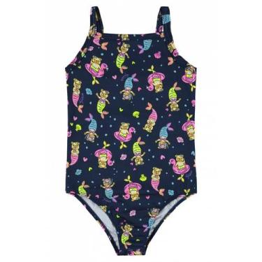 Imagem de Maiô Infantil Menina Proteção UV Quimby 10/14 Ref. 0029410, Azul escur