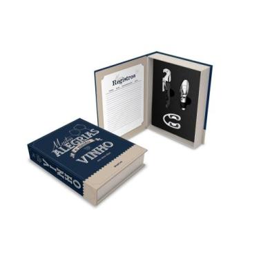 Imagem de Kit de abridor de vinho caixa livro - alegrias e muito vinho - Brasfoo
