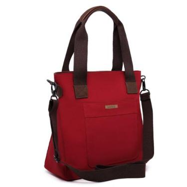 Imagem de Bolsa Feminina Transversal E De Mão Em Lona Vermelha - Lootero