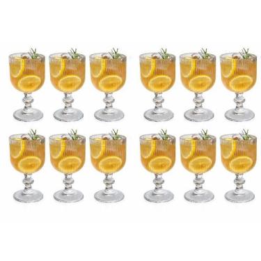 Imagem de Taças Luxo Vidro Canelado 380ml - Jogo com 6 Unidades, KIT COM 12 UNID