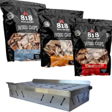 Imagem de Kit 3 Wood Chips + Smoke Box Lenha defumador churrasco Natal - Ckz Dis