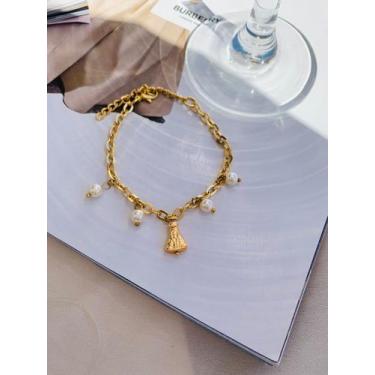 Imagem de Pulseiras braceletes Nossa Senhora com detalhes em Pérolas a Ouro - Do