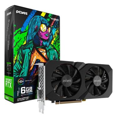 Imagem de Placa de Vídeo PCYes Nvidia GeForce RTX3050 Projeto Edge, 6GB GDDR6, 96Bit, Dual Fan, Backplate,  RGB, DLSS, Ray Tracing - PVRTX30506BLPE