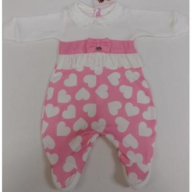 Imagem de Macacão Coração Malha Elastano Bebê Menina Luxo Lessa 9391 - - Lessa K