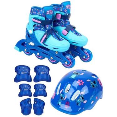 Imagem de Patins 2 em 1 ajustável tamanho 32-35 com kit radical de proteção Stit