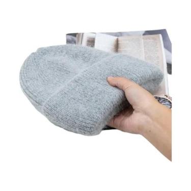 Imagem de Gorro Feminino De Inverno Em Tricô Com Pelo De Coelho, Grosso, Quente 