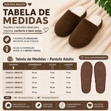Imagem de Pantufa Marrom Peluciada Frio Inverno Pai Mãe Chinelo Adulto Antiderra
