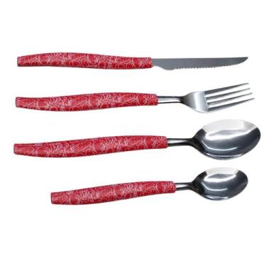 Imagem de Conjunto 120 Peças Talheres Fit Vermelho de Inox Mesa Posta - Fratelli