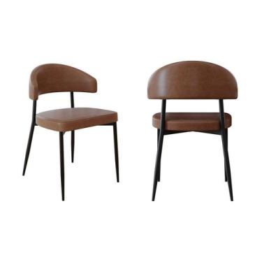 Imagem de Cadeira Bless Fixa com 4 Pés 55 x 52,5 x 77,5 cm com 2 Unidades Marrom