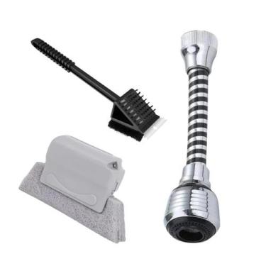 Imagem de Kit Limpeza C/ Extensor Torneira Escova 3 Em 1 Limpa Frestas - casane