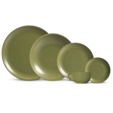Imagem de Aparelho de Jantar Organic Olive 20 Peças Porcelana Uso Diário e Ocasiões Especiais Verde Alleanza