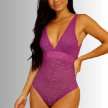 Imagem de Body Feminino Sensual Renda Bonjour, P, Lavender