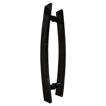 Imagem de Puxador de Porta Alumínio 7012 Curvo Barra Chata 60CM 38MM Preto Texturizado