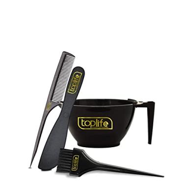 Imagem de Kit Simples de Tintura 1 Pincel, 1 Pente Fino, 1 Tigela para Pintura e 1 Espátula Toplife Profissional
