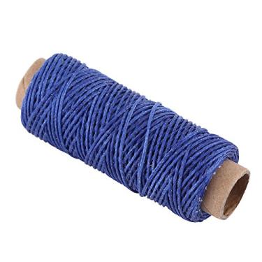 Imagem de 50 m / 55 jardas de couro para costura de linha plana encerada corda cordão costura manual ferramentas de artesanato em couro DIY 150D 1mm (azul royal)