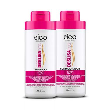 Imagem de Kit Eico Tratamento Deslisa Fios Shampoo com 450ml + Condicionador com 450ml 1 Unidade