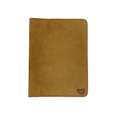Imagem de Capa para diário recarregável de couro rústico da Hide & Drink, para Moleskine Cahier GG (19 x 24 cm) Capa para notebook de couro vintage elegante, feita à mão de 101 anos: tabaco antigo