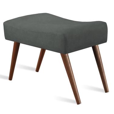 Imagem de Puff Cama inBox Aluna Retangular com Pés em Madeira Maciça Tecido Suede Cinza