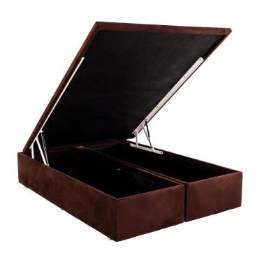 Imagem de Base Baú Phy Camurça Marrom Queen (158x198x39) - Ortobom