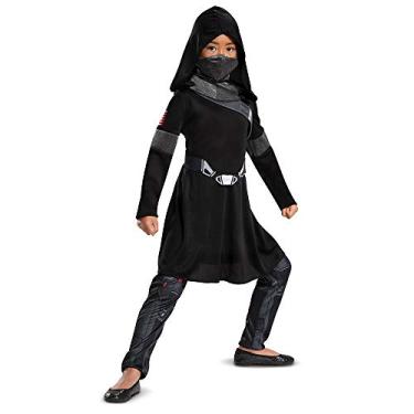 Imagem de Girl's Snake Eyes Costume for Kids, Deluxe Official GI Joe Costume with Mask, Child Size Large (10-12) Black