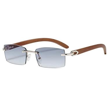 Imagem de Punk Rimless Rectangle Sunglasses Men Fashion Vintage Trendy Small Frame Sun Glasses Frameless Eyewear UV400,C06 Silver Grey,china