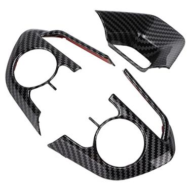Imagem de Moldura de volante, adesivo de volante preto brilhante estilo fibra de carbono para modificação automática