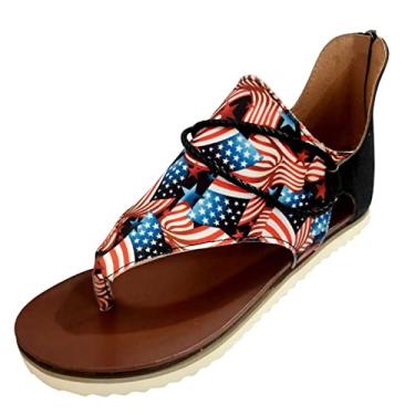 Imagem de Sandálias femininas confortáveis flor clipe dedo do pé verão sandálias de praia moda feminina boêmia plataforma vestido sapatos a4, Vermelho, 8