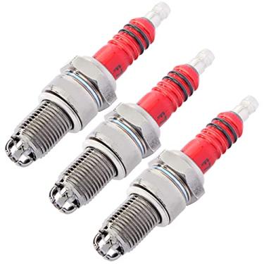 Imagem de SOAJEE 3 peças 3 eletrodos Vela de ignição para gerador F7TC GX120 GX160 GX200 GX240 GX270 GX340 GX390 cortador de grama trator rototilador bomba de água Go Kart mini máquina de polimento de lavoura 168F 168FA 168FB