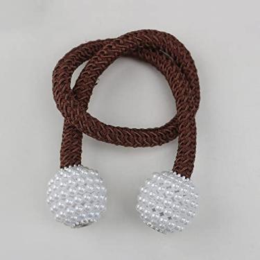 Imagem de 4 pcs Pearl Magnetic Cortina Clipe Suporte de Cortinas Fivela Pendurada Fivela Bola Pendurada Acessórios para Cortina Decoração de Casa, Café Escuro, 45,50cm
