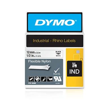 Imagem de DYMO Rhino Industrial Etiquetas de nylon flexíveis 1,27 cm x 11,5' impressão preta em fita branca