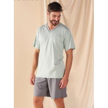 Imagem de Pijama Verde De Verão Masculino - Camiseta E Short -  Envio Imediato -
