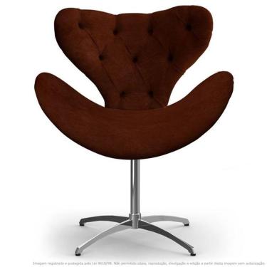 Imagem de Cadeira Com Capitonê Decorativa Poltrona Egg Marrom Com Base Giratória