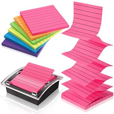 Imagem de Pacote com 8 notas adesivas e dispensador, incluindo 6 peças de 7,6 x 7,6 cm autoadesivas, pop notas adesivas, suporte de bloco de notas autoadesivo, dispensador de notas pop e adesivo