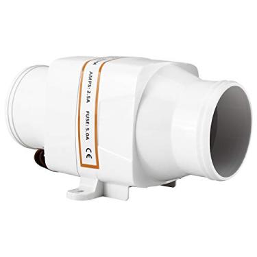 Imagem de DasMarine DC12V Soprador marinho em linha 130 CFM: 3" (76 mm) soprador de ar de porão marinho branco