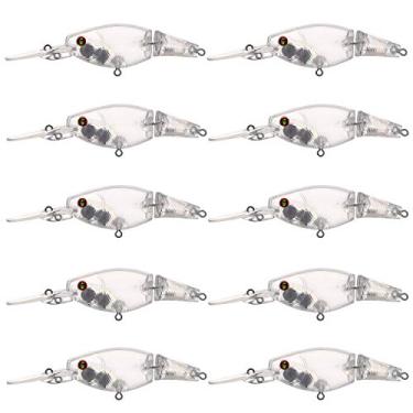 Imagem de FREE FISHER Iscas de pesca sem pintura, 20 peças de corpos em branco crankbait transparente, isca Headbanger, iscas quadradas de plástico rígido sortidas iscas em branco 105 mm/12,8 g