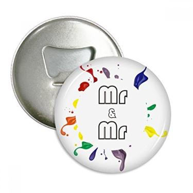 Imagem de Emblema multifuncional LGBT Rainbow Flag Mr & Mr abridor de garrafas com ímã de geladeira