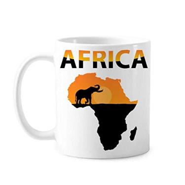 Imagem de Mapa da África Savanna Elefante Vida Selvagem Caneca Cerâmica Café Porcelana Utensílios de Mesa