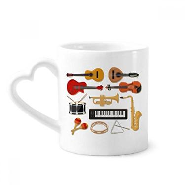 Imagem de Caneca de música de piano elétrico trombone guitarra café cerâmica copo de coração de vidro
