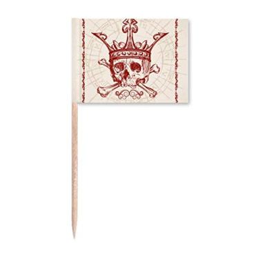 Imagem de Corações pá vermelho coroa esqueleto cartão pôquer palito bandeiras marcador decoração de festa