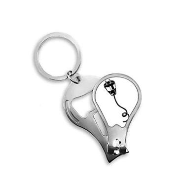 Imagem de Cabo de carregamento de cabo de plugue padrão preto cortador de unhas abridor chaveiro tesoura