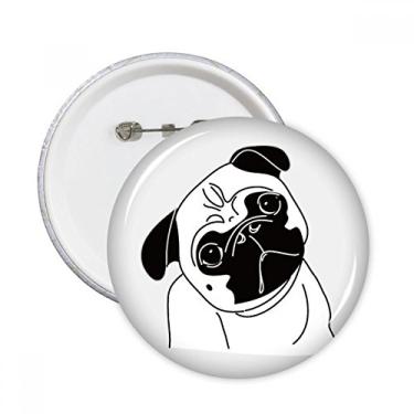Imagem de Ilustração de cachorro de desenho animado preto padrão pinos redondos crachá botão emblema decoração acessório 5 peças