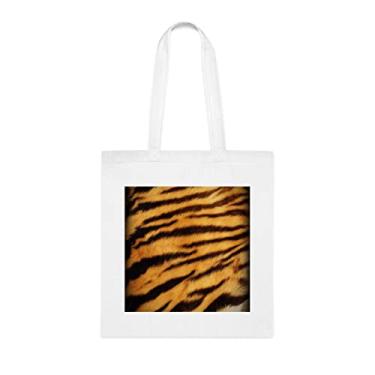 Imagem de Sacola texturizada Real Tiger, presente divertido, bolsa de ombro, bolsas reutilizáveis, cesta de Natal de aniversário, ideia de presente, Branco