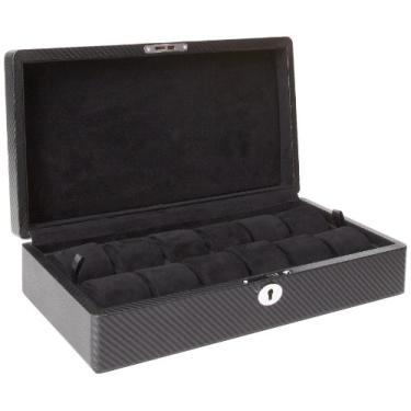 Imagem de Diplomat Caixa de relógio 31-448 de fibra de carbono com caixa de relógio interior de camurça preta